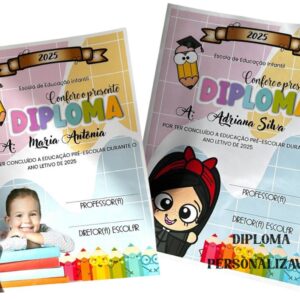Diploma Personalizado Editável: O Reconhecimento Perfeito para o Seu Aluno!