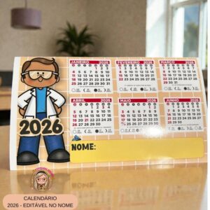 CALENDÁRIO DE MESA 2026 PERSONALIZÁVEL – 4 MODELOS