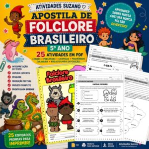 Apostila Projeto Folclore 5º Ano Completo - Atividades Lúdicas, Lendas, Parlendas e Culinária - PDF Imprimível