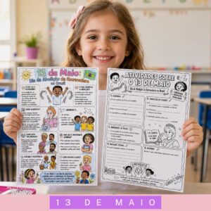 13 de Maio – Dia da Abolição da Escravatura no Brasil | Cartaz Educativo + Atividade Pedagógica para Colorir