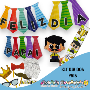 Kit Dia dos Pais em PDF: Painel Personalizável, Atividades e Caixinha Porta Caneta
