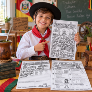 Atividades Semana Farroupilha: Simulado + Colorir em PDF