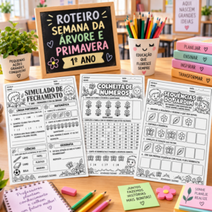 Capa do roteiro de atividades semana da árvore 1 ano em PDF