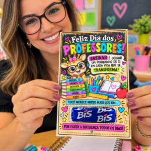 Cartão Lembrancinha Dia dos Professores com Bis - PDF para Imprimir